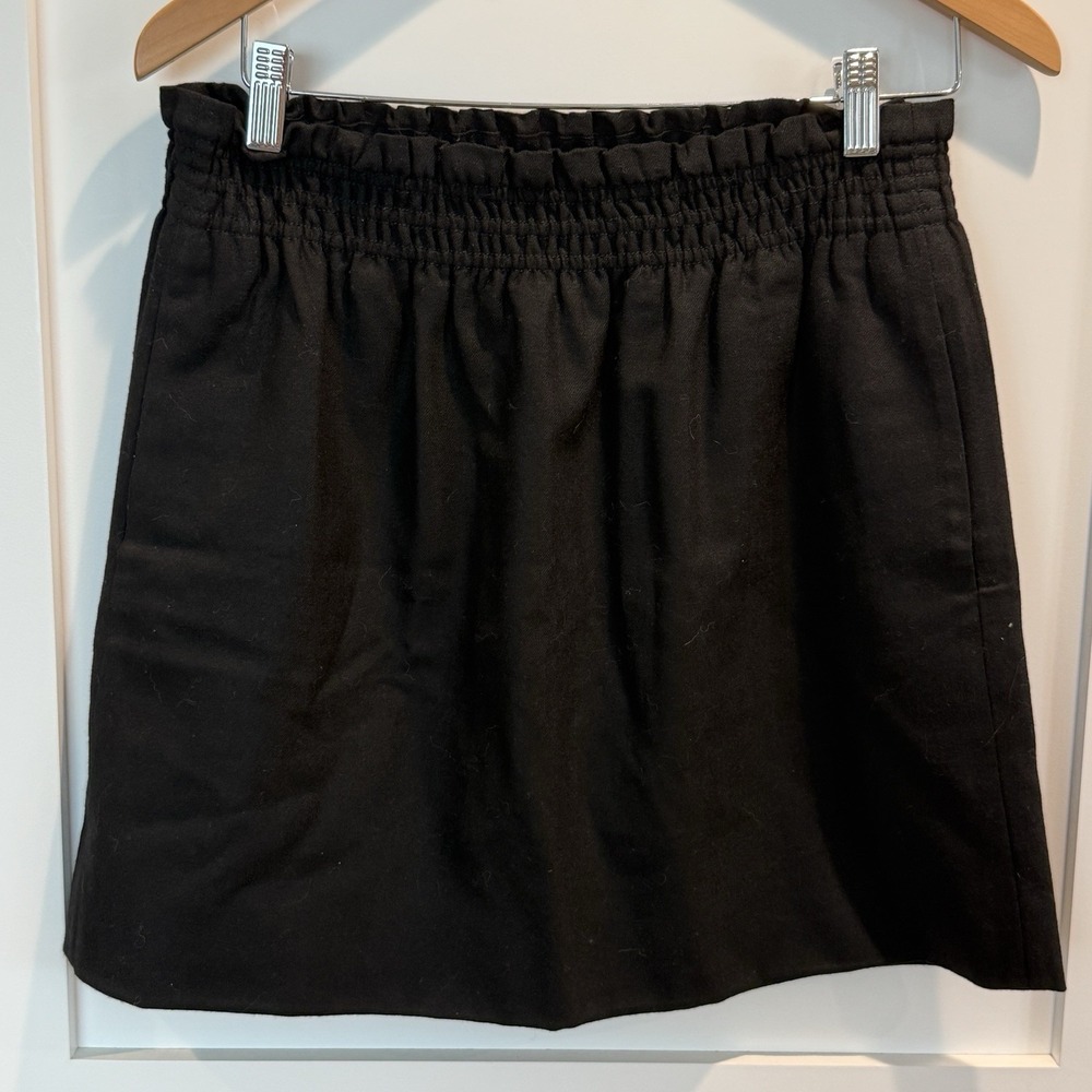 J.Crew Black Wool Paperbag Waist Mini‎ Skirt Women's Size 10 Stretch Minimalist